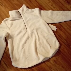 Women's White Fleece Pullover Sweatshirt